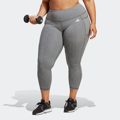 Shop Adidas Originals Women's Adidas Optime Stash Pocket Training 7/8 Leggings (plus Size) In Grey
