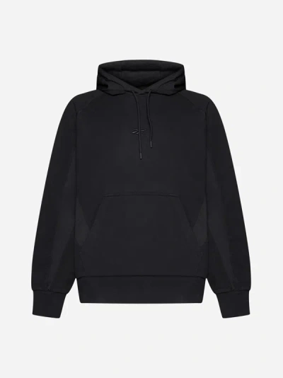 Shop Reebok Color-block Cotton Hoodie In Black