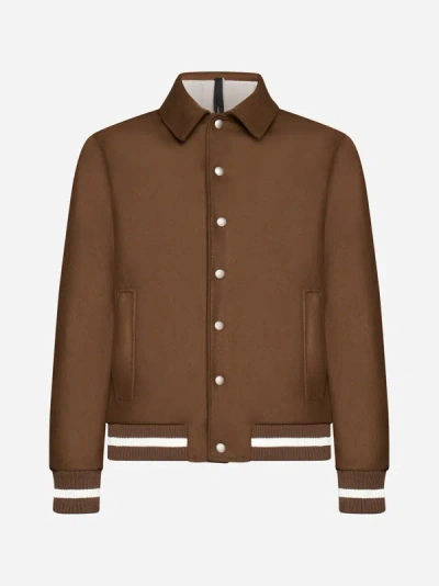 Shop Low Brand Wool And Cashmere Bomber Jacket In Camel