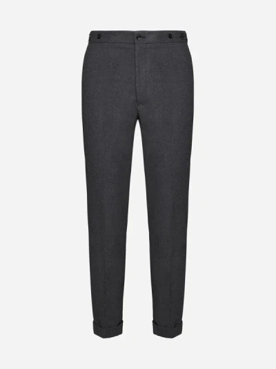 Shop Dolce & Gabbana Wool And Viscose-blend Trousers In Charcoal