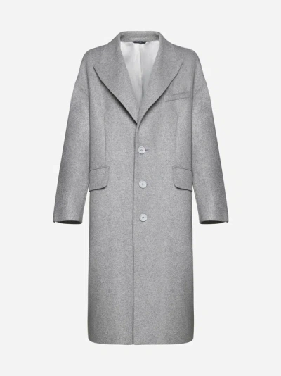 Shop Dolce & Gabbana Oversize Single-breasted Wool-blend Coat In Melange Grey