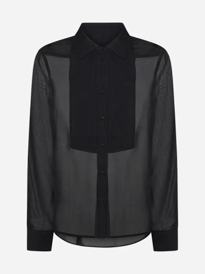 Shop P.a.r.o.s.h Saffron Silk Shirt In Black
