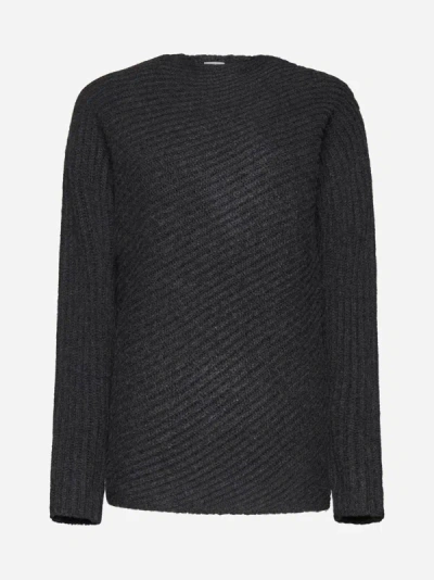 Shop Totême Twisted Wool Sweater In Charcoal Melange