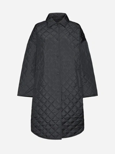 Shop Totême Quilted Nylon Cocoon Coat In Black