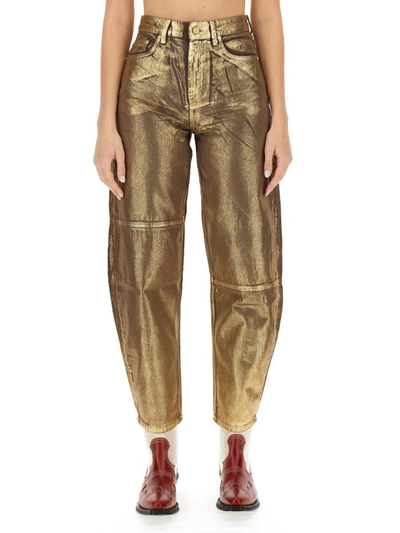 Shop Ganni Jeans Stary In Gold