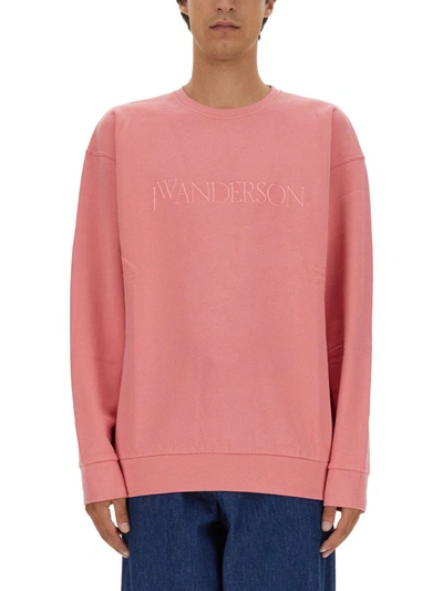 Shop Jw Anderson J.w. Anderson Sweatshirt With Logo Embroidery In Pink