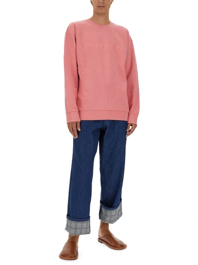 Shop Jw Anderson J.w. Anderson Sweatshirt With Logo Embroidery In Pink