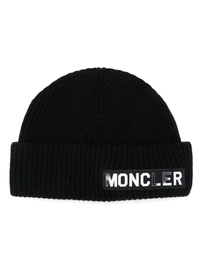 Shop Moncler Wool Beanie In Black