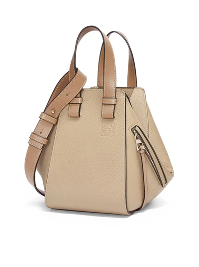 Shop Loewe Compact Hammock Bag In Soft Grained Calfskin In Nude & Neutrals