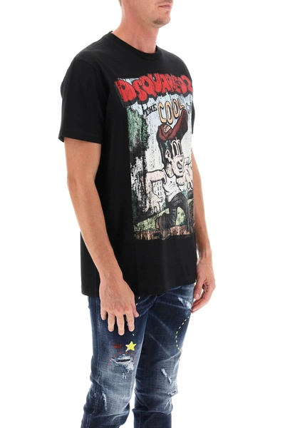 Shop Dsquared2 T Shirt With Graphic Print In Black