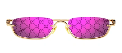 Shop Gucci Gg1278s W 005 Rectangle Sunglasses In Brown
