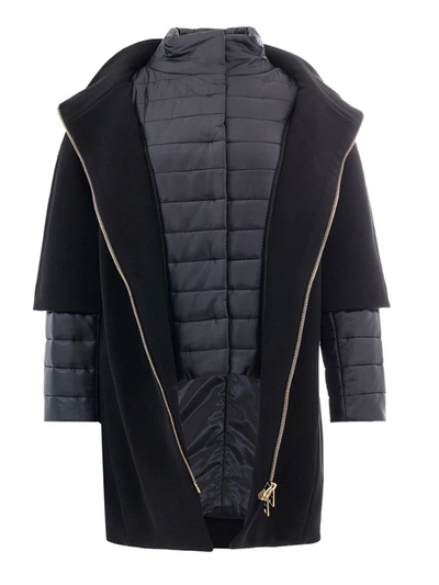 Shop Herno Wool And Ultralight Nylon Black Women's Coat