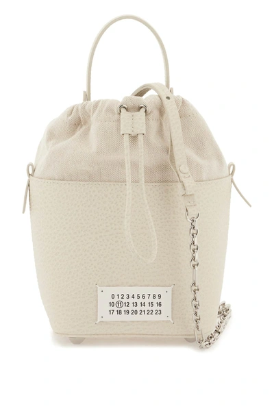 Shop Maison Margiela 5ac Mini Bucket Bag In White