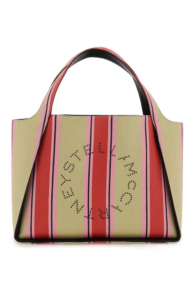 Shop Stella Mccartney 'stella Logo' Raffia Tote Bag In Mixed Colours
