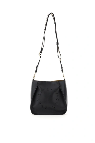 Shop Stella Mccartney Perforated Stella Logo Shoulder Bag In Black