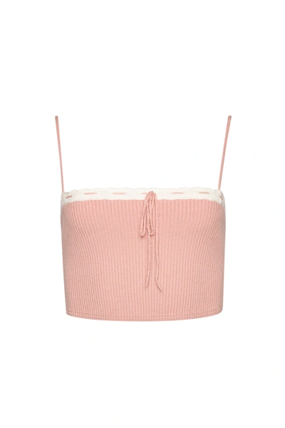 Shop Danielle Guizio Ny Cielo Rib Knit Top In Woodrose