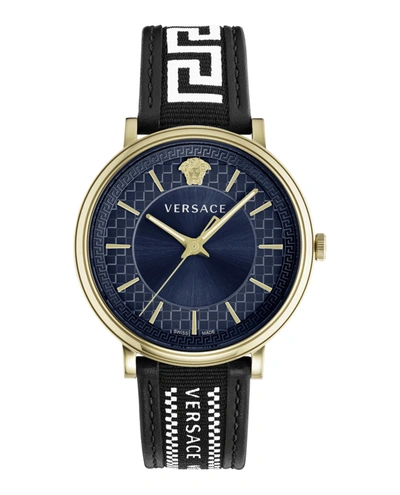 Shop Versace V-circle Strap Watch In Gold