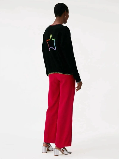 Shop Brodie Cashmere Rainbow Stitch Star Jumper In Black