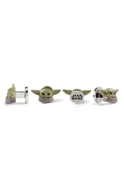 Shop Cufflinks, Inc Star Wars 3d Grogu Stud Set In Green
