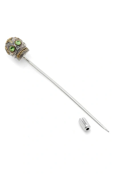 Shop Cufflinks, Inc . Embellished Sugar Skull Stick Pin In Silver