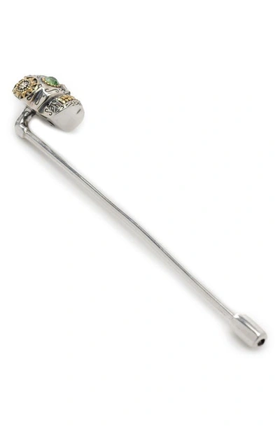 Shop Cufflinks, Inc . Embellished Sugar Skull Stick Pin In Silver