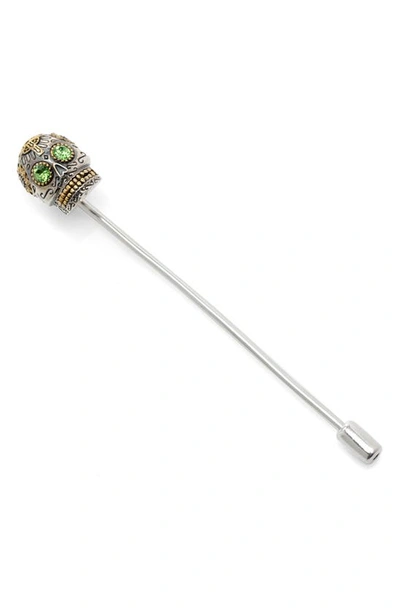 Shop Cufflinks, Inc . Embellished Sugar Skull Stick Pin In Silver