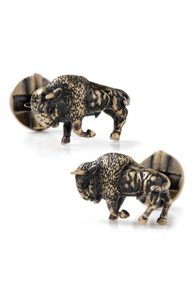 Shop Cufflinks, Inc Bison Cuff Links In Bronze