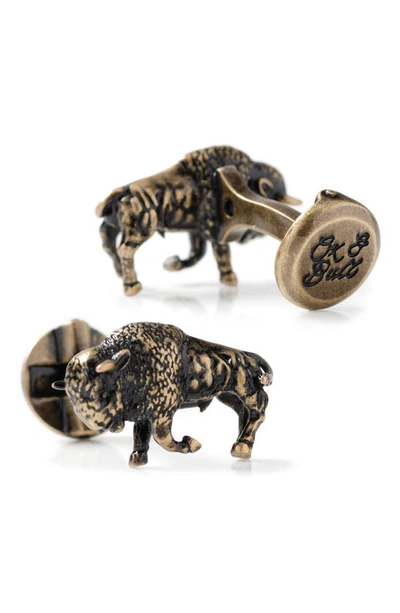 Shop Cufflinks, Inc Bison Cuff Links In Bronze