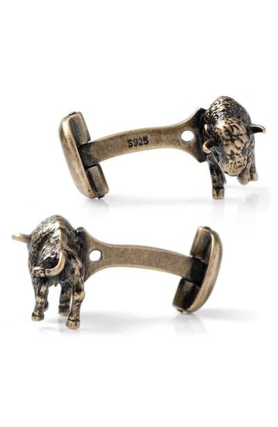 Shop Cufflinks, Inc Bison Cuff Links In Bronze