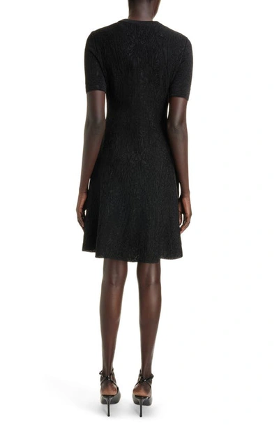 Shop Givenchy Metallic Floral Jacquard Fit & Flare Dress In Black
