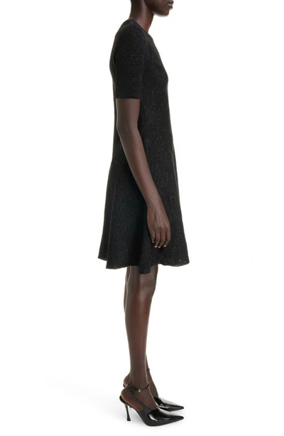 Shop Givenchy Metallic Floral Jacquard Fit & Flare Dress In Black