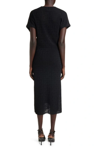 Shop Givenchy 4g Draped Knit Midi Dress In Black