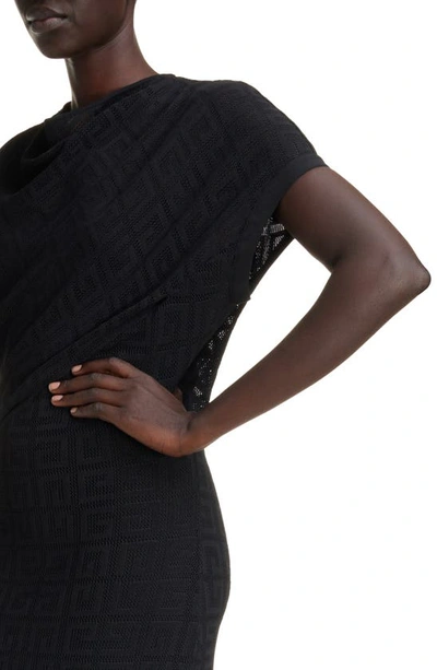 Shop Givenchy 4g Draped Knit Midi Dress In Black