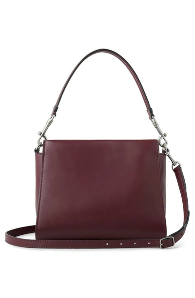 Shop Mulberry Small Iris Leather Top Handle Bag In Black Cherry