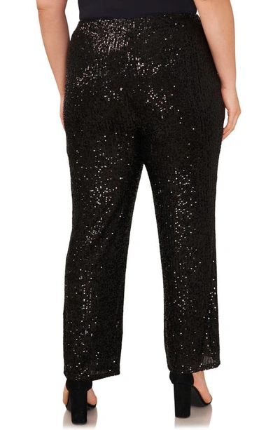 Vince Camuto Sequin Wide Leg Pants In Rich Black
