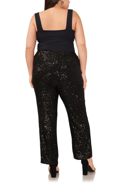 Vince Camuto Sequin Wide Leg Pants In Rich Black