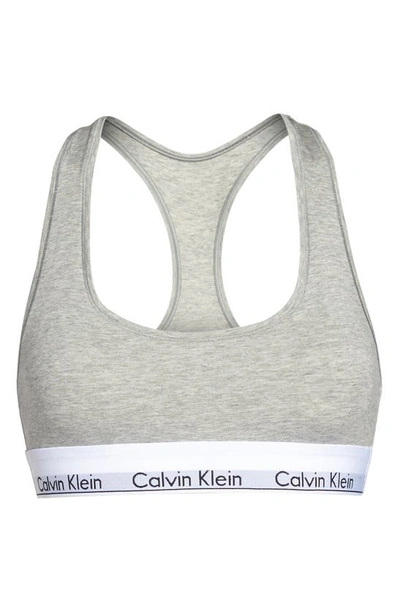 Shop Calvin Klein Modern Cotton Collection Unlined Cotton Blend Bralette In Grey Heather