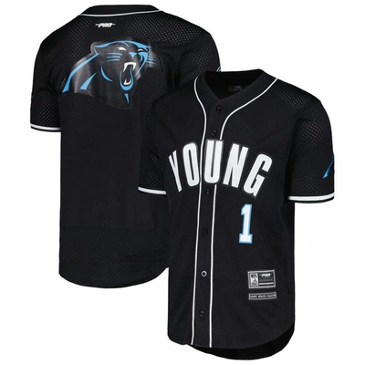Shop Pro Standard Bryce Young Black Carolina Panthers Mesh Baseball Button-up T-shirt