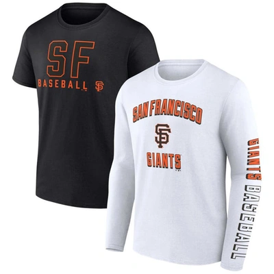 Shop Fanatics Branded Black/white San Francisco Giants Two-pack Combo T-shirt Set