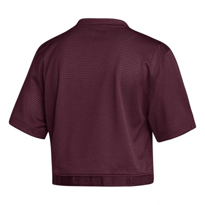 Shop Adidas Originals Adidas Red Mississippi State Bulldogs Primegreen V-neck Cropped Jersey In Maroon