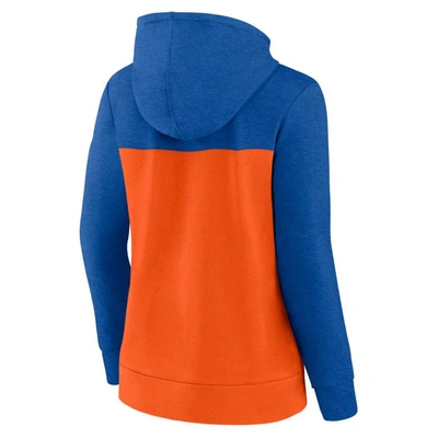 Shop Fanatics Branded Heather Royal/orange New York Mets City Ties Hoodie Full-zip Sweatshirt