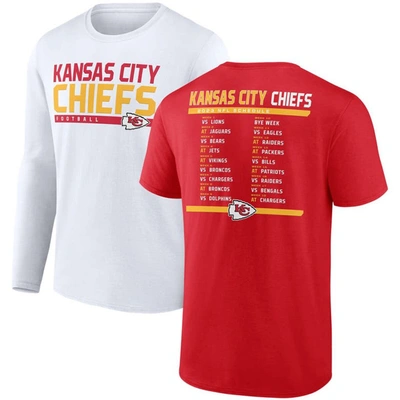 Shop Fanatics Branded Red/white Kansas City Chiefs Two-pack 2023 Schedule T-shirt Combo Set