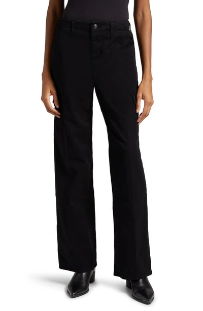Shop L Agence Channing Stretch Cotton Cargo Pants In Black