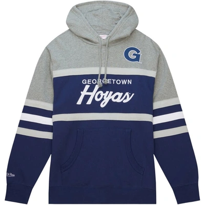 Shop Mitchell & Ness Navy Georgetown Hoyas Head Coach Pullover Hoodie