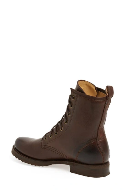Shop Frye Veronica Combat Boot In Dark Brown Leather
