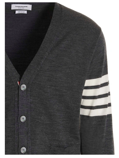 Shop Thom Browne Merino Wool Cardigan Sweater, Cardigans Gray