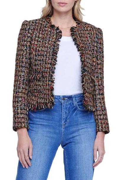 Shop L Agence Angelina Metallic Tweed Jacket In Multicolor Tweed