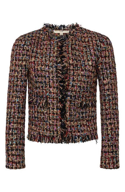 Shop L Agence Angelina Metallic Tweed Jacket In Multicolor Tweed