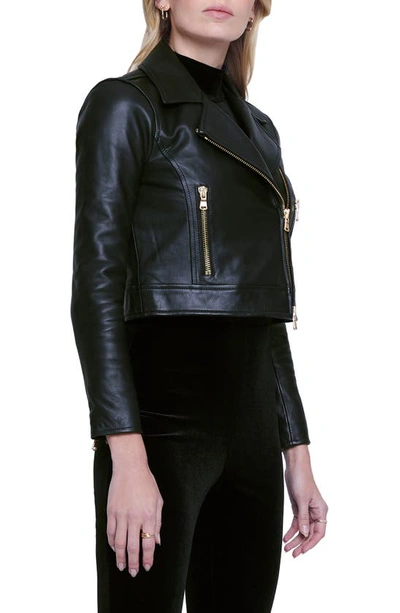 Shop L Agence Onna Crop Leather Jacket In Black