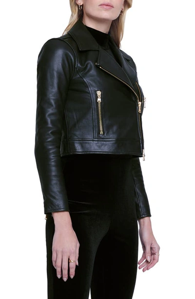 L Agence Onna Cropped Leather Jacket In Black